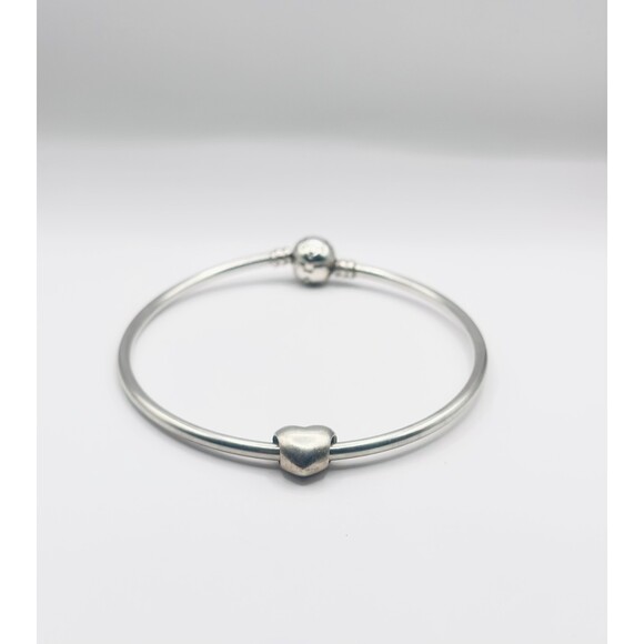 Pandora Silver Puffed Smooth Heart Authentic Retired Charm - Picture 4 of 4